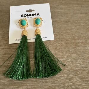 Kohl's Sonoma Gold and Green Tassel Earrings